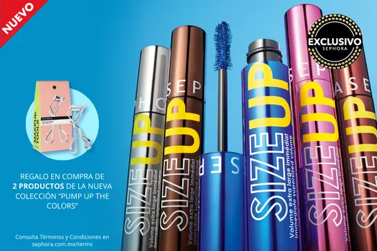Size Up Mascara ¡para unas pestañas XXL que ofrece +180 % de volumen y llenas de color durante todo el día!